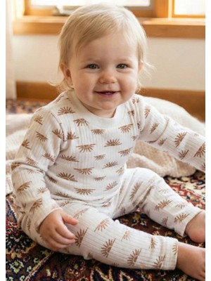 Buufuu Çocuk Takım Pamuklu Uzun Kollu Güneş Desenli 1-3 Yaş