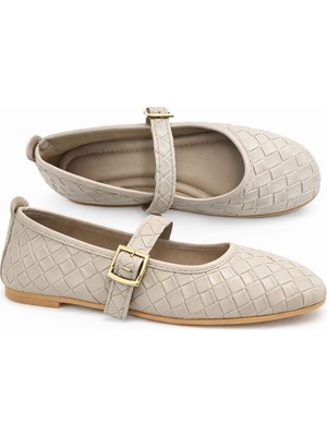 Slipcat Kadın Babet Ayakkabı Klasik Örgü Deri Desenli Esnekligi ve Zarif Günlük Babet