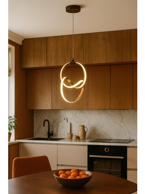 Doruk Kahverengi Modern Tasarım - Salon - Mutfak - Hol Beyaz LED Sarkıt Avize