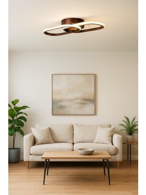 Zzez Kahverengi Modern Tasarım Cafe - Salon - Mutfak - Hol - Yatak Odası Beyaz LED Avize