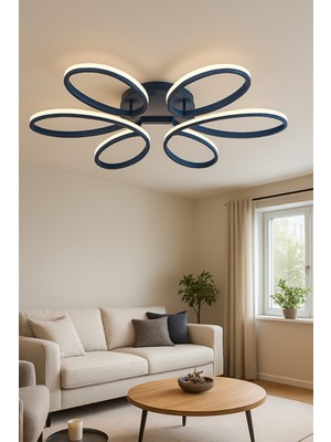 Antrasit Renk Modern Tasarım Yatak Odası -Salon-Mutfak Gün Işığı ve Beyaz(Çift Renk) LED Avize