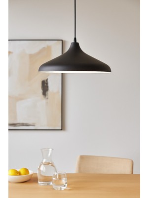 Nil Siyah Içi Beyaz Renk Özel Tasarım Modern Dekoratif Cafe Sarkıt Cafe-Mutfak Tekli Avize(Ampulsüz)