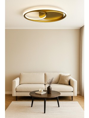 Okka Eskitme Renk Modern Tasarım Yemek Masası Üstü - Mutfak - Salon Beyaz LED Avize