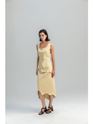 Kameya Asimetrik Kesim Dökümlü Bluz 25S10719