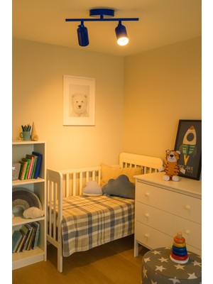 Spoti 2'li Mavi Renk (Gün Işığı) Modern Tasarım Cafe - Mutfak - Banyo Spot Ledli Sıralı Avize