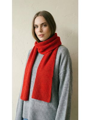 Shophia Kadın Triko Örgü Atkı - Kırmızı