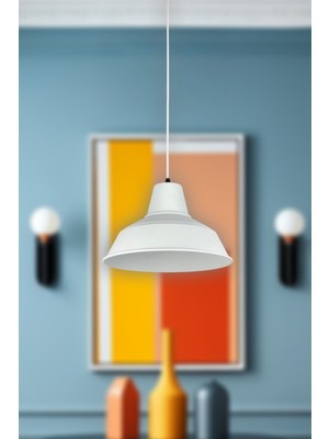 Silüet Beyaz Renk Özel Tasarım Modern Salon - Mutfak - Cafe Tekli Sarkıt Avize (Ampulsüz)