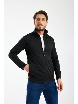 RDR-X ERKEK DİK YAKA SWEATSHİRT- DALGIÇ KUMAŞ FİT KESİM FERMUARLI