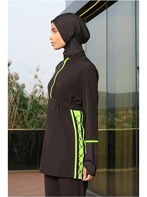 Tesmay Hızlı Kuruyan Sporcu Likra Paraşüt Kumaş Elden Geçmeli Kadın Tesettür Mayo 3029