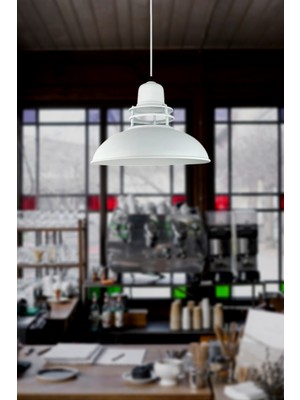 Fener Beyaz Renk Özel Tasarım Modern Salon - Mutfak - Cafe Tekli Sarkıt Avize (Ampulsüz)
