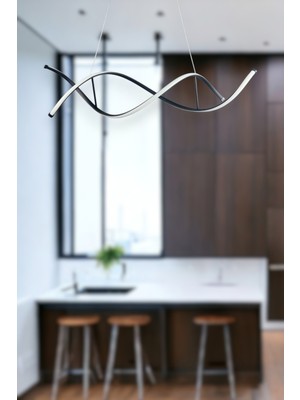 Lumora Siyah Renk Modern Tasarım Cafe - Mutfak - Salon Beyaz LED Sarkıt Avize