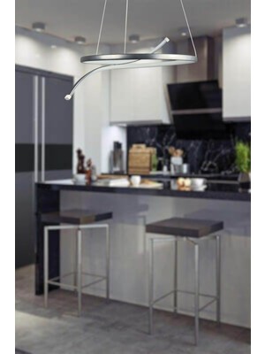 Snake Gri Renk Modern Tasarım Yatak Odası - Cafe - Mutfak - Salon Beyaz LED Sarkıt Avize