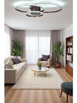 Sole Bronz Renk Modern Tasarım Salon - Mutfak - Hol - Yatak Odası Beyaz LED Avize