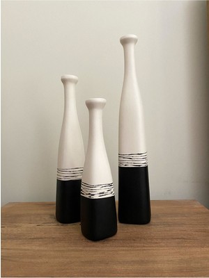 PremiumPort Şık 3'lü Uzun Vazo Takımı, Modern ve Zarif Dekorasyon Parçası