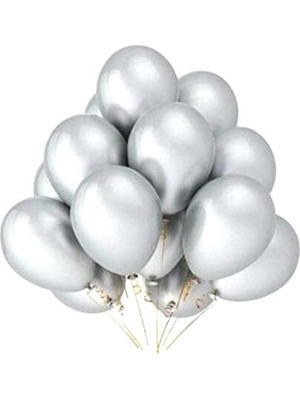 Partici Metalik Gümüş Balon 10'lu