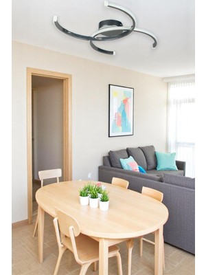 Duru Krom Renk Modern Tasarım Salon - Mutfak - Hol - Yatak Odası Beyaz LED Avize