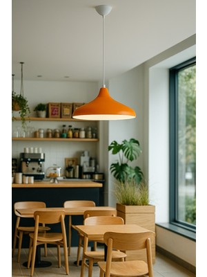 Nil Turuncu Renk Özel Tasarım Modern Dekoratif Cafe Sarkıt Cafe - Mutfak Tekli Avize (Ampulsüz)