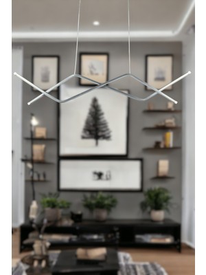 Utku Gri Renk Modern Tasarım Yemek Masası Üstü - Mutfak - Salon Beyaz LED Sarkıt Avize