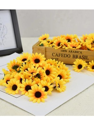 PremiumPort 98 Adet Yapay Lüx Papatya Kafası, Dekoratif Ayçiçeği ve Yıldız Yapraklar