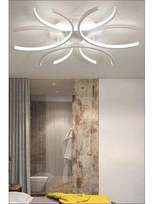 Levora Beyaz Renk Modern Tasarım - Oturma Odası - Salon - Mutfak - Yatak Odası Beyaz LED Avize