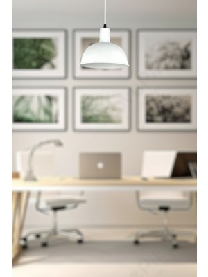 Luna Beyaz Renk Modern Tasarım Metal Cafe - Mutfak Tekli Avize (Ampulsüz)