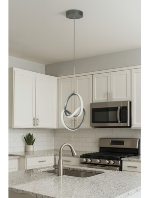 Doruk Gri Renk Modern Tasarım - Salon - Mutfak - Hol Beyaz LED Sarkıt Avize