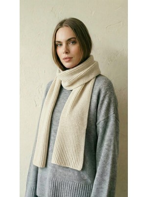 Shophia Kadın Triko Örgü Atkı - Ekru