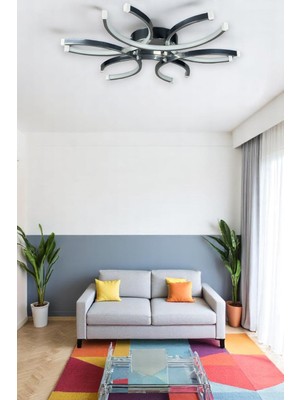 Levora Krom Renk Modern Tasarım - Oturma Odası - Salon - Mutfak - Yatak Odası Beyaz LED Avize