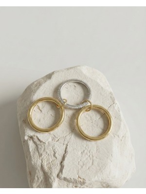 Milena Blake Üçlü Halka Tasarımlı Zirkon Taşlı Kadın Yüzük, Gold Üçlü Taşlı Yüzük