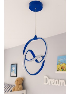 Doruk Mavi Renk Modern Tasarım - Salon - Mutfak - Hol Beyaz LED Sarkıt Avize