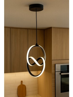 Doruk Siyah Renk Modern Tasarım - Salon - Mutfak - Hol Beyaz LED Sarkıt Avize