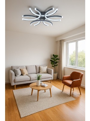 Levora Antrasit Renk Modern Tasarım - Oturma Odası - Salon - Mutfak - Yatak Odası Beyaz LED Avize