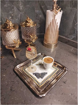 PremiumPort Kelebek Desenli Nakışlı Kokteyl Sunum Peçetesi, Şık ve Zarif Detaylar