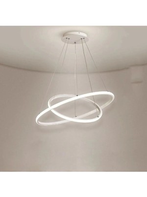 Rings 2'li Beyaz Renk Modern Tasarım-Yatak Odası-Salon - Çocuk Odası - Mutfak Beyaz LED Sarkıt Avize