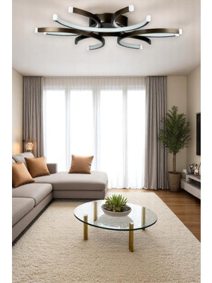 Levora Bronz Renk Modern Tasarım - Oturma Odası - Salon - Mutfak - Yatak Odası Beyaz LED Avize