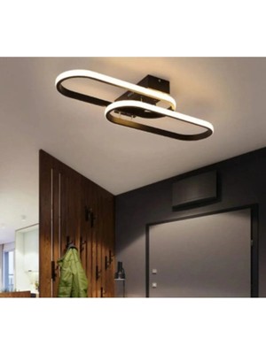 Zzez Siyah Renk Modern Tasarım Cafe - Salon - Mutfak - Hol - Yatak Odası Beyaz LED Avize