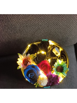 Ceku Home Tasarım Silindir Kutuda Senden Önce Senden Sonra Işıklı Buket