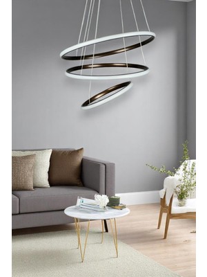Rings 3'lü Bronz Renk Modern Tasarım - Yatak Odası - Salon-Çocuk Odası-Mutfak Beyaz LED Sarkıt Avize