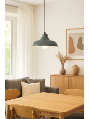 Çakır Antrasit Içi Beyaz Modern Metal Salon - Mutfak - Cafe Sıvama Tekli Sarkıt Avize (Ampulsüz)