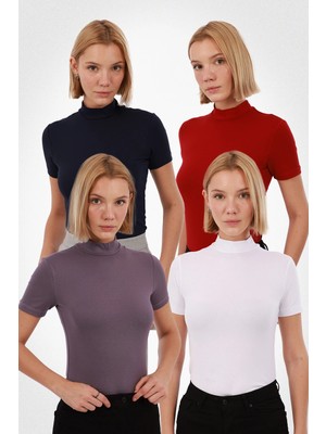 Yade Fashion Kadın Kısa Kol Bluz 4’lü Set