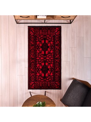 Evidea Soft Arzen Afgan Desenli Halı - Kırmızı - 80X150 cm