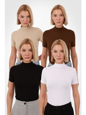 Yade Fashion Kadın Kısa Kol Bluz 4’lü Set