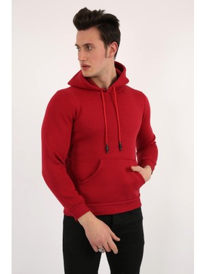 buğrahayalin Üç Iplik Şardonlu Kapşonlu Düz Erkek Günlük Sweatshirt