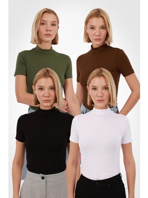 Yade Fashion Kadın Kısa Kol Bluz 4’lü Set