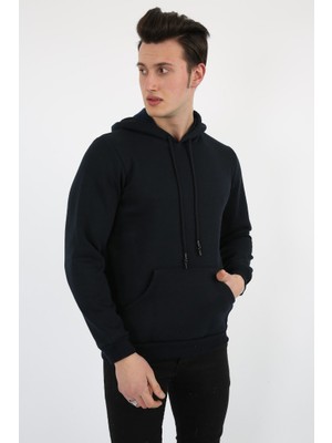 buğrahayalin Üç Iplik Şardonlu Kapşonlu Düz Erkek Günlük Sweatshirt