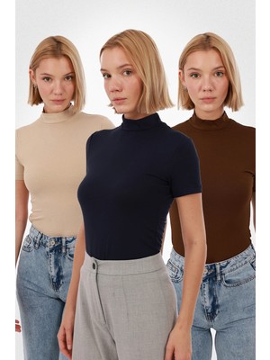 Yade Fashion Kadın Kısa Kol Bluz 3’lü Set