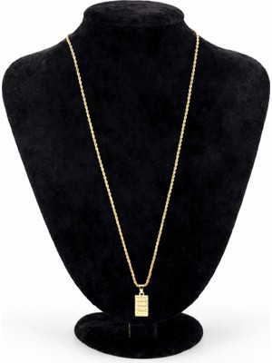 Pangu Külçe Altın Uçlu Burgu Zincir Model Çelik Kolye