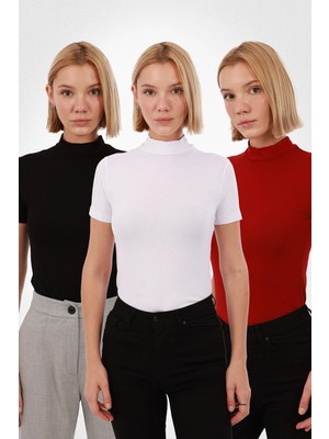 Yade Fashion Kadın Kısa Kol Bluz 3’lü Set