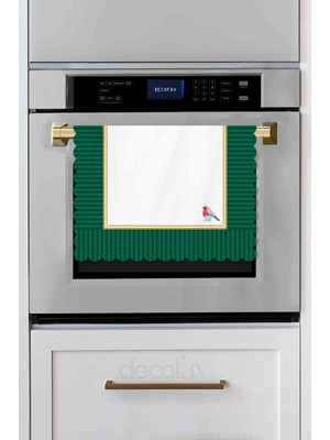 PremiumPort Yeşil Kenar Kuş Tasarımlı Lazer Kesim Fırın Örtüsü