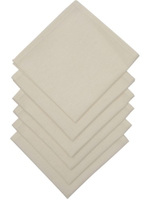 PremiumPort Krem Renk Büyük Boy 40X40CM 6'lı Keten Kumaş Servis Peçetesi